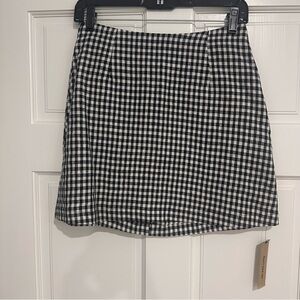 Reformation Black and White Gingham Mini Skirt